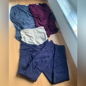 Maternity lot - 2 Gap long-sleeve tops, 1 pair Motherhood Maternity crop pants